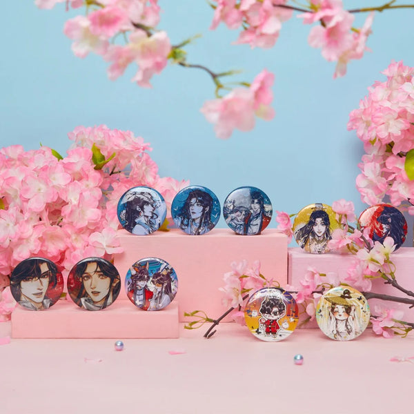 Bemoe X Heaven Officials Blessing - Hua Cheng & Xie Lian Navy Golds Manhua Badge Set 58Mm (Batch 1