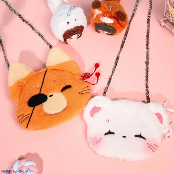 Bemoe X Heaven Officials Blessing Xie Lian Animal Ferret & Hua Cheng Fox Fluffy Plush Bag 215*215Mm