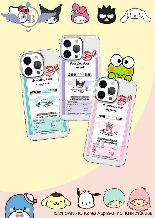 Hello Kitty & Friends Boarding Pass Iphone Jelly Cover - Sanrio Korea Phone Case