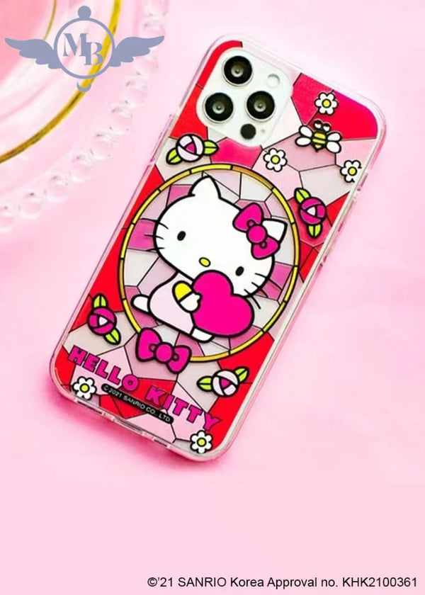 Hello Kitty In Stained Glass Iphone Jelly Hard Case - Sanrio Korea Phone