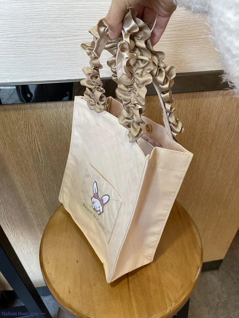 Mahou Boutique MDF x Wish Me Mell Lace Wrapped Tote Bag - Maison De Fleur Japan Sanrio Official Merchandise Gift Pink Beige ShoppingBag