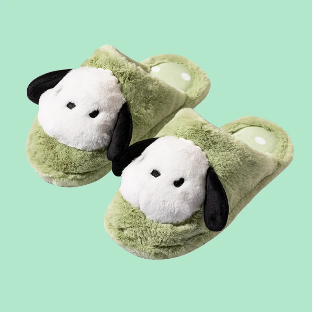 Miniso - Pochacco Fluffy House Slippers Miniso X Sanrio Green / Adult Us W 7.5-9 | Eu 38-39 250 Mm