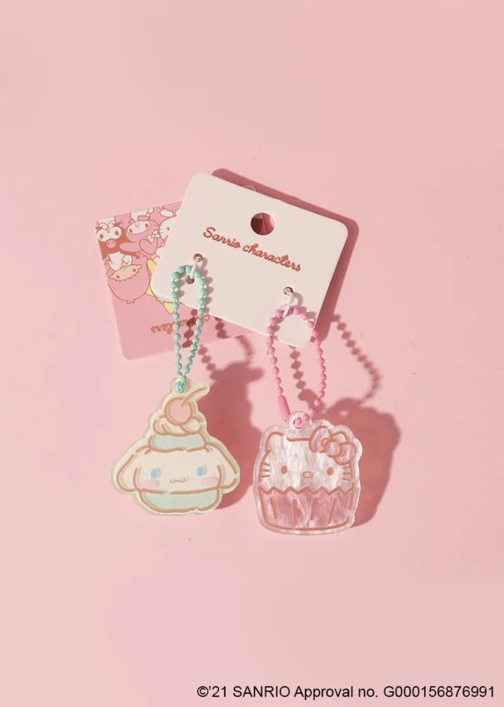 Sanrio Characters sweets charm brooch-keychain 2pc set - MINISO x SANRIO - Korean Fashion - magic COSMOS St.