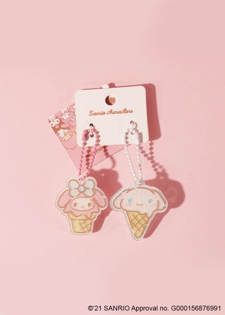 Sanrio Characters sweets charm brooch-keychain 2pc set - MINISO x SANRIO - Korean Fashion - magic COSMOS St.