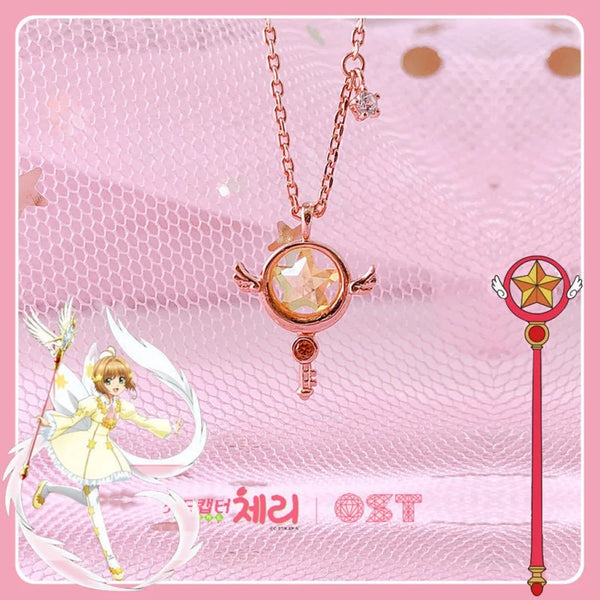 Mahou Boutique OST x Card Captor Sakura 925 Sterling Silver Rose Gold - Classic Wands Pendant Necklaces - Korea Licensed  Merchandise
