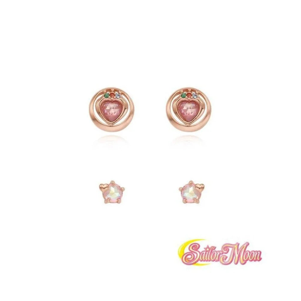 Mahou Boutique OST x Sailor Moon - 925 Silver Crystal Prism Hearts Earring Set - Korea Licensed Official Merchandise