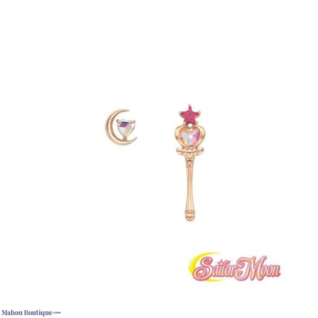 Mahou Boutique OST x Sailor Moon - 925 Silver Moon & Star Staff Earring Set - Korea Licensed Official Merchandise