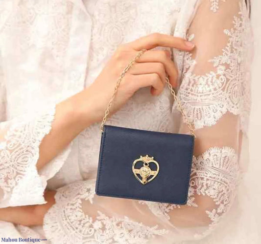 Ost X Sailor Moon - Cosmic Heart Compact Card Wallet On Chain Navy
