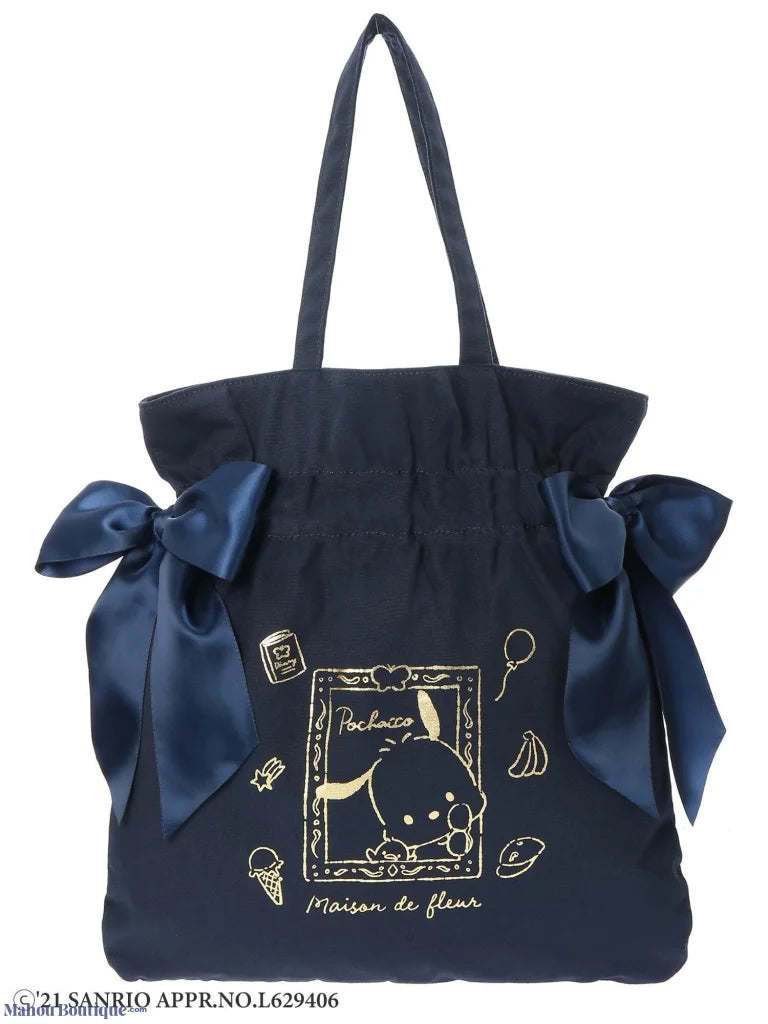 Mahou Boutique MDF x Pochacco SANRIO Ribbon tote bag (Gingham Inner) - Maison de FLEUR Japan