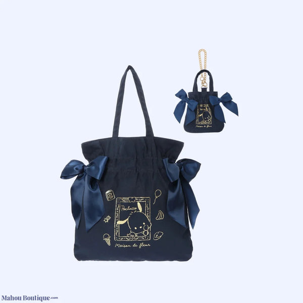Mahou Boutique MDF x Pochacco SANRIO Ribbon tote bag (Gingham Inner) - Maison de FLEUR Japan