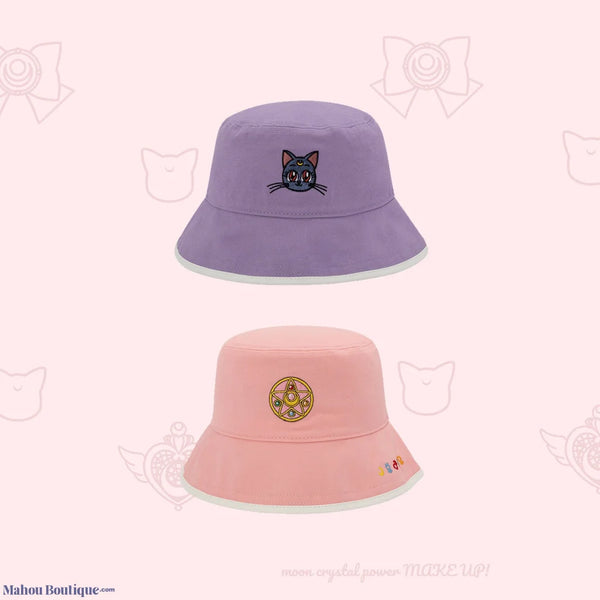 Mahou Boutique SPAO x Sailor Moon - Sailor Moon Crystal, Star Compact & Luna embroidered bucket hat - Korea Licensed Official Merchandise